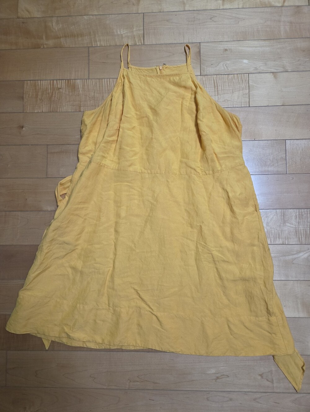 LOFT Plus Mustard Yellow Linen Blend Halter Tie Back Midi Dress Size 20 - Picture 3 of 6